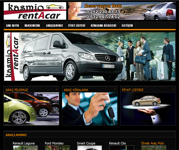 Rent a Car Sitesi Tasarım ve Yazılım, Araba Kiralama Web Sayfası